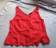 Bluzka lniana, koszulka len 44 czerwona 