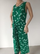 Zielony kombinezon w białe kwiaty, boho, r M/38 Papaya