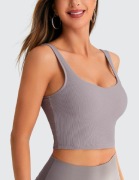 Top koszulka bezszwowy biustonosz prązkowy  Longline Bustier kremowy  