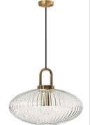 Lampa wisząca z przezroczystego szkła z żebrowanym szklanym kloszem NOWY