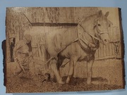 Pirografia Ręczna | „Echa Starodawnej Wsi” | Koń i Rolnik | Olcha A3 | 37h 