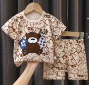 T-shirt chłopięcy bluzka koszulka chlopięca z misiem i spodenki komplet 