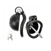 Mały lekki czarny pas cnoty chastity cage 5 oringów + dilator