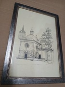 Obraz Szkic Klejnoty Krakowa 1973 Czesław Stępień ramka drewno