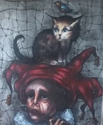 Obraz Argishti Aghajanyan Pierrot Pajac Błazen 43 X 77 cm