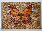 Obraz wypalany i malowany na drewnie 35x50cm, rękodzieło, pirografia/akryl