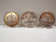 3 x 100000 zł 1990 SOLIDARNOŚĆ, Ag 999, uncja 31,1g 