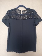 Zara granatowa bluzka z gipiura rozm m