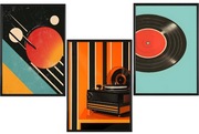 Zestaw 3 plakatów 40x50cm-Vintage ,Gramofon
