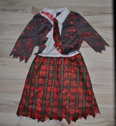 93^ sukienka na halloween kostium uczennica zombie  8/9  Lat_ 128 cm