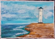 Akwarela oryginał wiatrak w Świnoujsciu