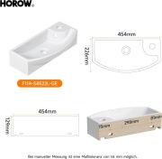 Umywalka HOROW 45 cm szeroka ceramiczna biała do rąk z otworem 