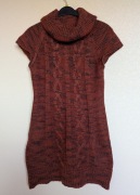 Rudy sweter tunika z błyszczącą nicią