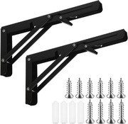 Zestaw 2 składanych wsporników półek 25,4 cm – stalowe, czarny