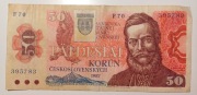 Banknot Czechosłowacja z naklejką Banku Słowacji