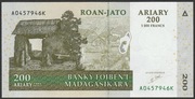 Madagaskar 200 ariary / 1000 frank 2004 - stan bankowy UNC