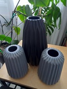 CERAMICZNE WAZONY XXL ZESTAW 3 SZT CZARNY SZARE ŚWIĘTA PREZENT BOŻE NARODZE