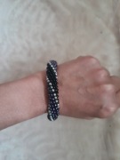 Bransoletka vintage handmade koralikowa czarna boho retro regulowana