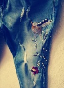 FENOMENALNE jeansy! Rurki, spodnie z haftem, S/M, Hit 2026!