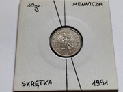 Destrukt skrętka moneta 10 groszy 1991 MENNICZA 