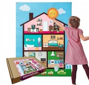 Duża Edukacyjna Mata Filcowa na Rzepy – dom lalek domek dla Dzieci