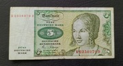 Stary banknot Niemcy RFN Dutche Mark 5 marek 1980 rok 