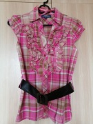 Bawełniana koszula w kratę z paskiem S New Yorker 