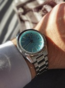 Zegarek automatyczny  GMT. Turkusowa tarcza, stal, szafirowe szkło