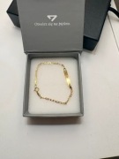 Złota bransoletka próby 585 (14K) z blaszką na grawer  15cm  2g
