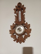 Stary drewniany barometr z termometrem 