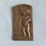 Plakieta mosiężna dziewczynka przedwojenna Hilda Fitzau