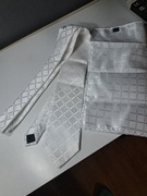 Biały krawat+ poszetka do marynarki Do ślubu dla świadka lub innych kreacji