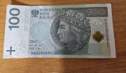 Banknot obiegowy 100zl seria HA5255655