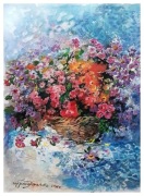 "Poezja kwiatowa w koszyczku " - akwarela