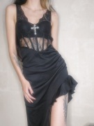 Sukienka maxi goth gorset z krzyżem restyle killstar demonia