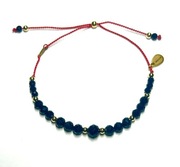 Bransoletka Ochrona Czarny Turmalin Złote kuleczki 14K GF Jedwab