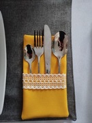 Kieszonki na sztućce żółte, 6 szt