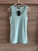 Top damski miętowy uniwersalny La Pia prążek bawełna