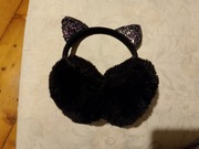 Nauszniki dziewczęce dla dziewczynki kocie uszka czarne