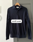 Sweterek s kołnierzyk extra fine merino wool granatowy autograph