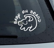 Naklejka samochodowa „Baby on Board” – Król Lew, vinyl, wodoodporna