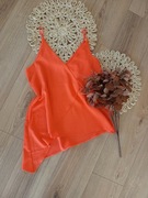 River Island 38M koralowa bluzka na ramiaczkach damska letnia dekolt V