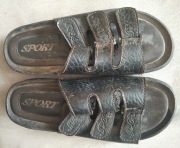 klapki skórzane 43 regulowane na rzep #75