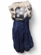 Rękawiczki ocieplane z futerkiem na mankietach, kolor granatowy ,