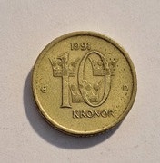 144. Moneta Szwecja 10 koron 1991 rok 