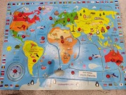 Puzzle drewniane mapa świata i literki gratis 