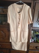 Komplet Morelowa garsonka 42 XL letnia lekka ze spódnicą wiskoza len