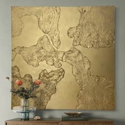 Obraz strukturalny abstrakcyjny struktura tekstura złoty 120 x 120 cm
