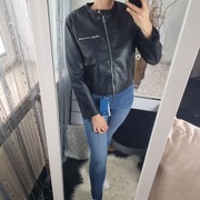 Kurtka damska z ekoskóry biker ramoneską czarna M