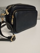 Laura Biaggi skórzana torebka listonoszka czarna Made in Italy-jak nowa!